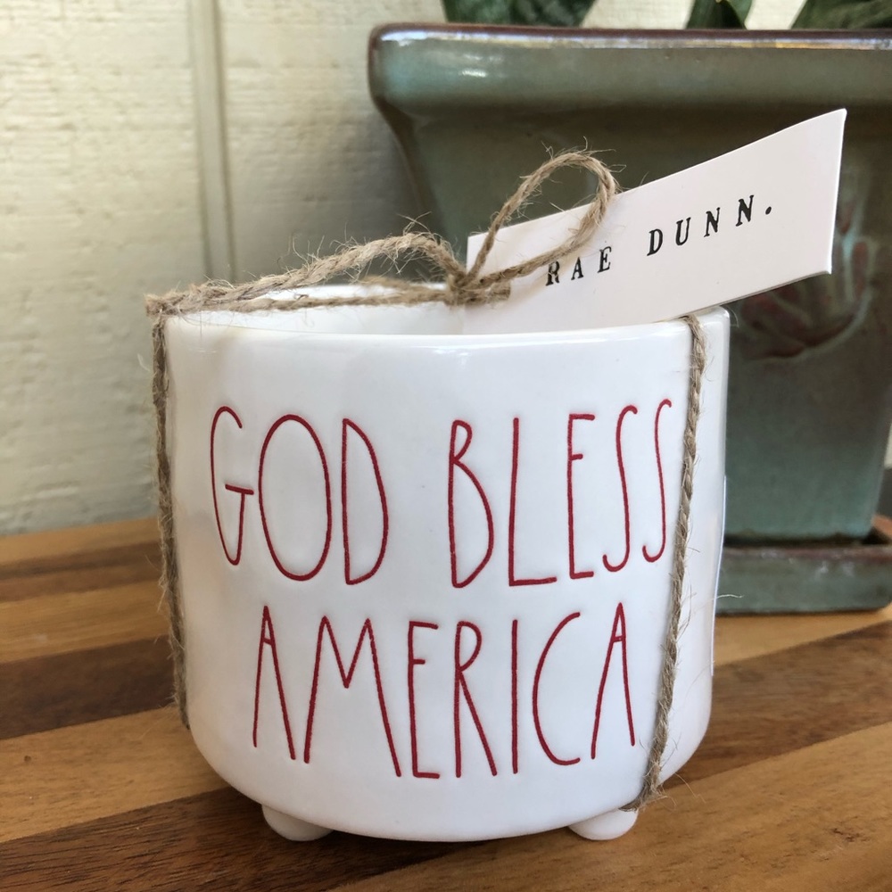 Rae Dunn God Bless America Planter Pot.